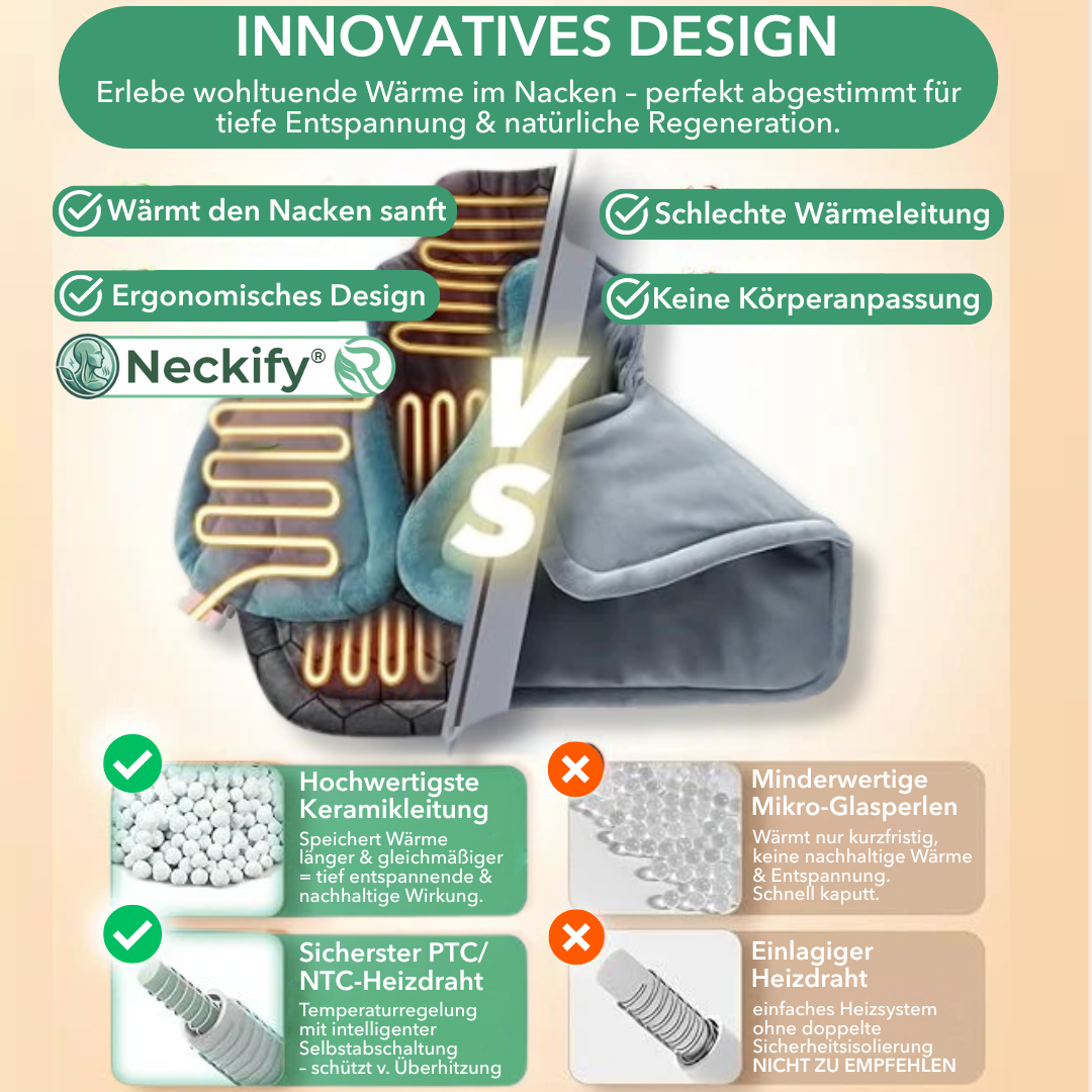 Neckify® 12-in-1 Nackenlösung – Tiefenwärme-Massage mit TENS & EMS gegen Nackenverspannungen