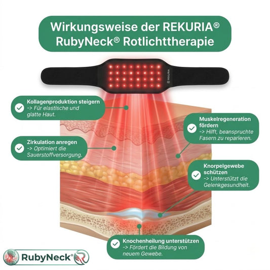 RubyNeck - Rotlicht - Therapie - Wärmeband zur nachhaltigen Schmerzlinderung bei Nackenbeschwerden - Rekuria