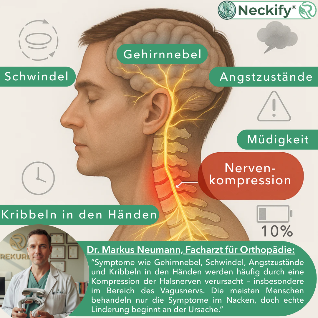 Neckify® 12-in-1 Nackenlösung – Tiefenwärme-Massage mit TENS & EMS gegen Nackenverspannungen