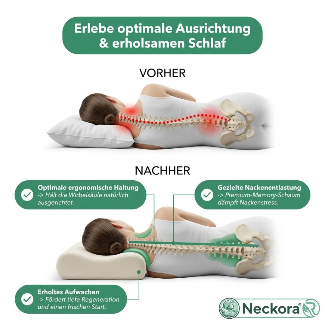 Neckora – Ergonomisches Nackenkissen für erholsamen Schlaf & optimale Nackenentlastung | Weniger Verspannungen, ruhigere Nächte