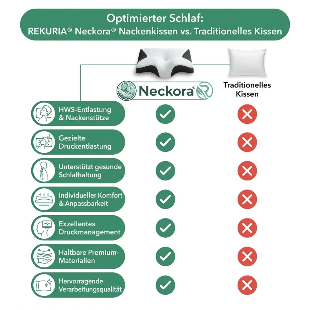 Neckora – Ergonomisches Nackenkissen für erholsamen Schlaf & optimale Nackenentlastung | Weniger Verspannungen, ruhigere Nächte