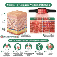 RubyNeck - Rotlicht- & Nahinfrarot Therapie Gürtel (660nm & 850nm) gegen Nacken- & Rückenschmerzen | Tiefenwärme & freihändige Anwendung
