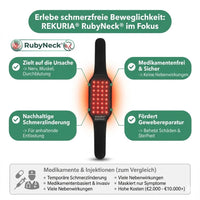 RubyNeck - Rotlicht- & Nahinfrarot Therapie Gürtel (660nm & 850nm) gegen Nacken- & Rückenschmerzen | Tiefenwärme & freihändige Anwendung