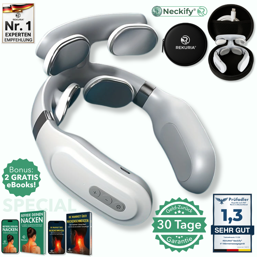 Neckify 12-in-1 Nackenlösung – Tiefenwärme-Massage mit TENS & EMS