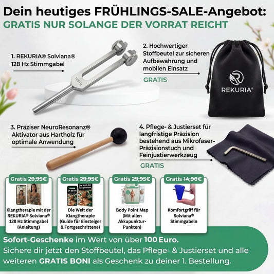 Solviana® 128 Hz Stimmgabel – Aktivierende Klangtherapie zur natürlichen Regeneration von Muskeln, Nerven & Energiefluss