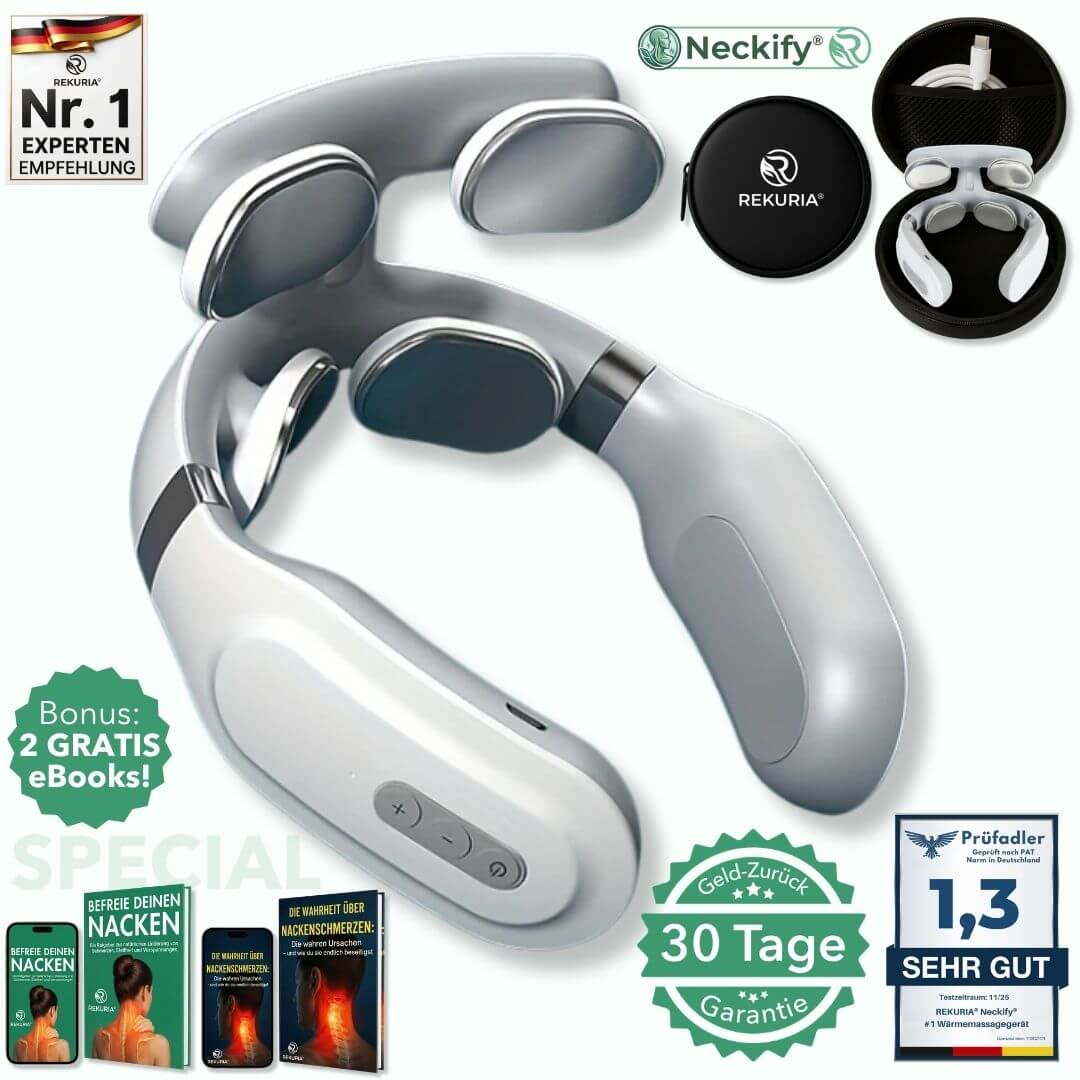 Neckify 12-in-1 Nackenlösung – Tiefenwärme-Massage mit TENS & EMS