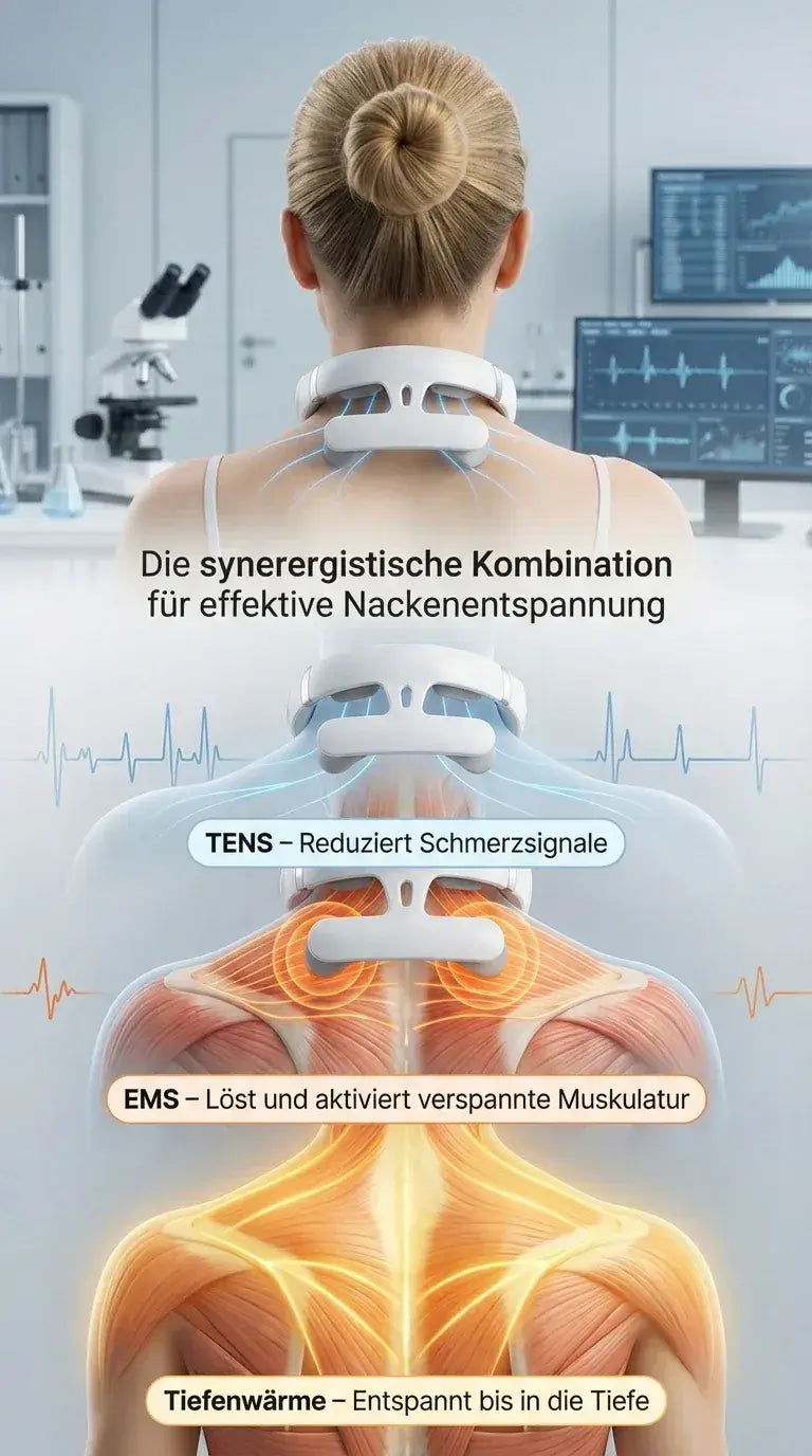 Kombination aus TENS, EMS und Wärme im LEYNA HeatCurePro 2.0